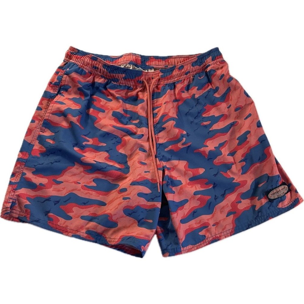 Vineyard Vines Swim Trunks Adult L Pink Blue Lined Board Shorts Hiking Fish Mens - Picture 1 of 8